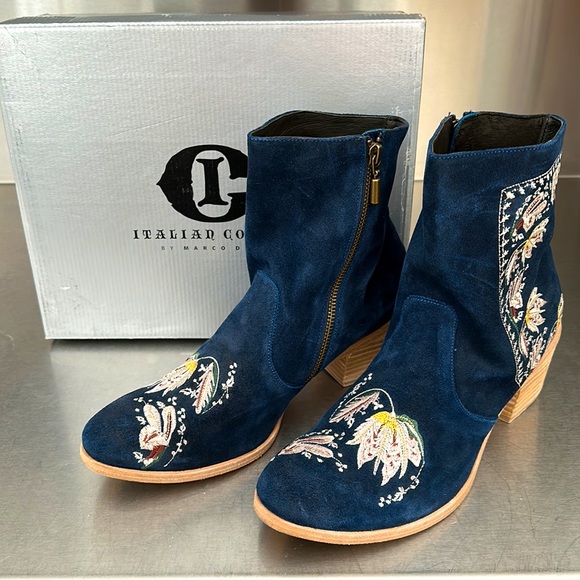 Sundance Blue Embroidered Ankle Boots - Picture 6 of 7